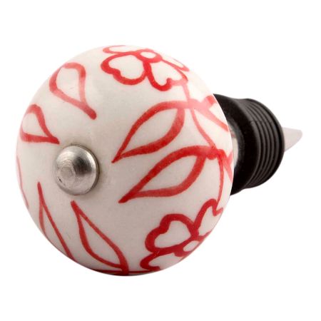 Red Leaf Floral Ceramic Wine Stopper